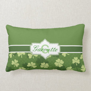 Grön Shamrockst patricks day för personlig Lumbarkudde