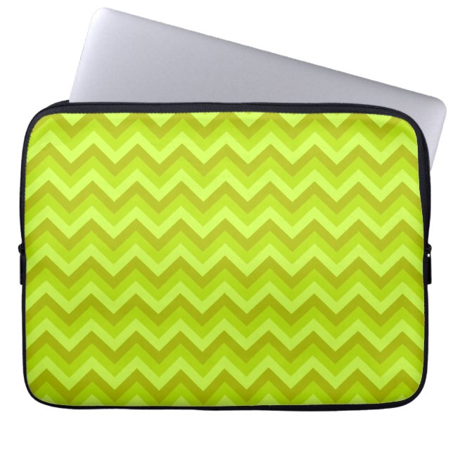 Grön sicksackmodell för limefrukt laptop fodral (Framsidan)