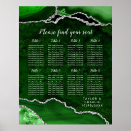 Grön Silver Agat Bröllops Placeringsplan 8 Bord Poster