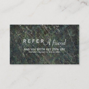 Grön & Silver Armé Kamouflage Glitter Salong Refer Rabattkort
