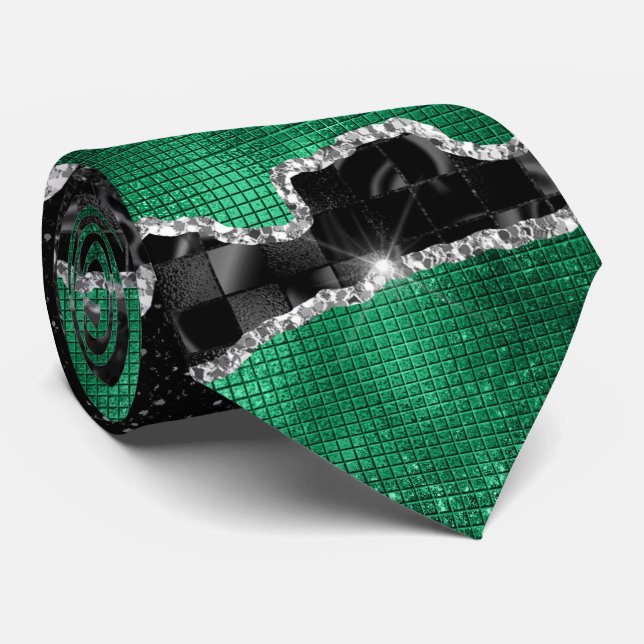 Grön silveragat glittermarmor ser elegant ut slips (Rullad)