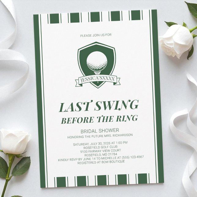 Grön sista sväng innan ringens bröllopsdusch inbjudningar (Green Last Swing Before the Ring Bridal Shower Invitation)