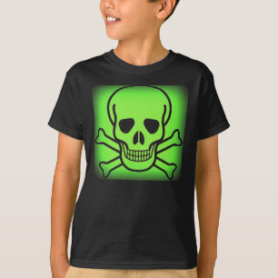 GRÖN SKALLE FÖR NEON OCH CROSSBONESTRYCK TEE SHIRT