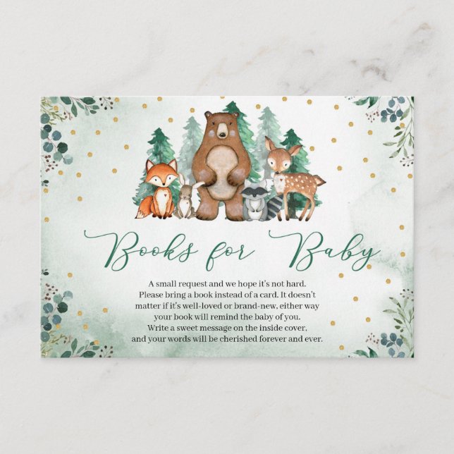 Grön skog djur Bok Begäran Tilläggskort (Framsida)