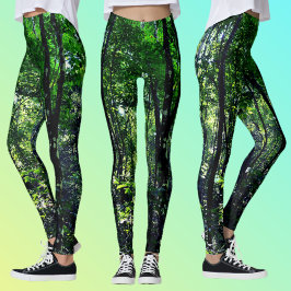 Grön Skog Fotografisk Natur Leggings