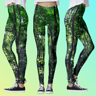 Grön Skog Fotografisk Natur Leggings