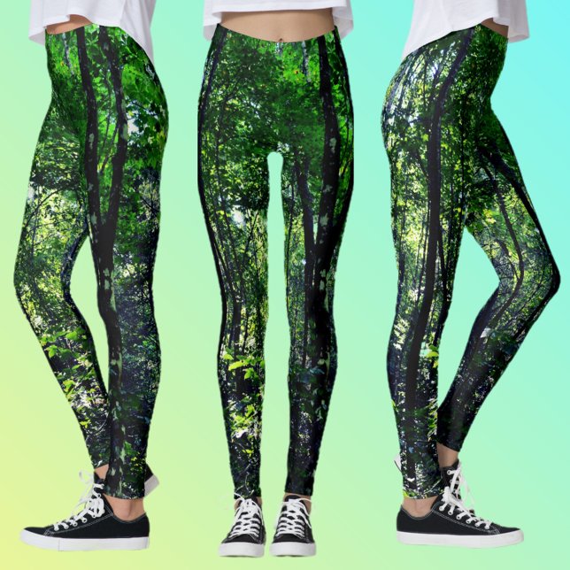 Grön Skog Fotografisk Natur Leggings (Skapare uppladdad)