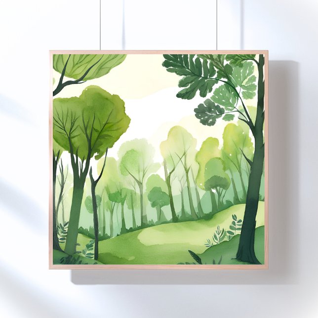 Grön skog | Luftigt akvarell-landskap Poster (Skapare uppladdad)