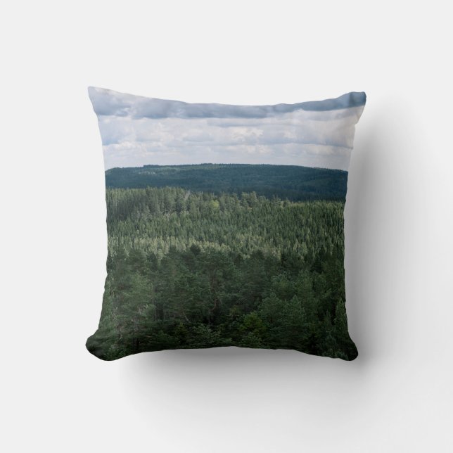 Grön skog med moln natur landskapsfoto kudde (Framsida)