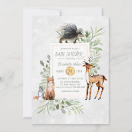 Grön skogsbarnskinvitation