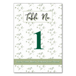 Grön skogstema Allt-i-ett bröllopsinbjudan Bordsnummer