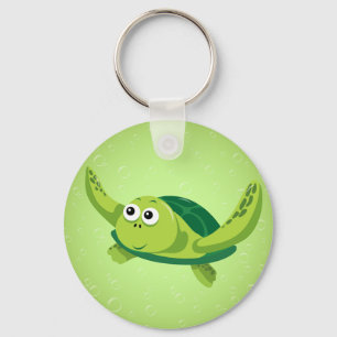 Grön sköldpadda Keychain Nyckelring