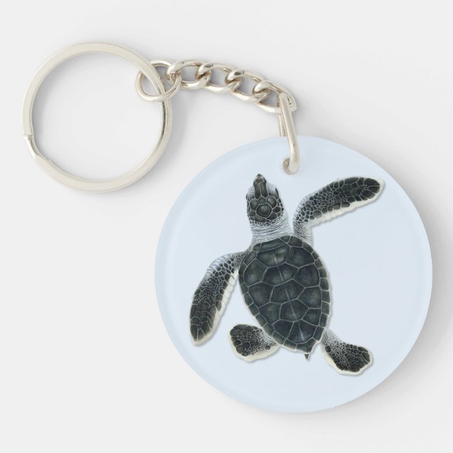 Grön sköldpaddaHatchling Keychain (Framsidan)