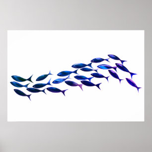 Grön skolfisk akvarell poster
