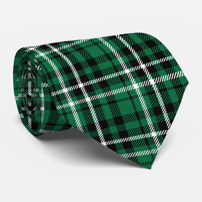 Grön skotsk Tartan Plaid Slips (Rullad)