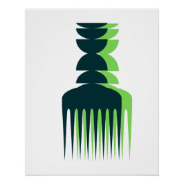 Grön skugga Afro Pick-plakat Perfect Poster