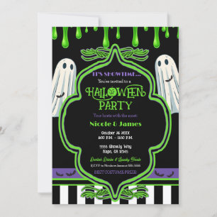 Grön Slim Halloween Spök Kostym Fest Inbjudningar