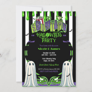 Grön Slim Halloween Spök Kostym Fest Inbjudningar