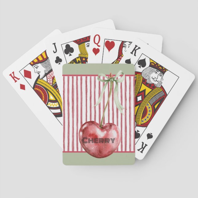 Grön slinga kräm röd rand körsbär casinokort (Baksidan)