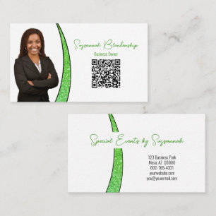Grön Sliver Falsk Glitter Foto QR Professionell Visitkort