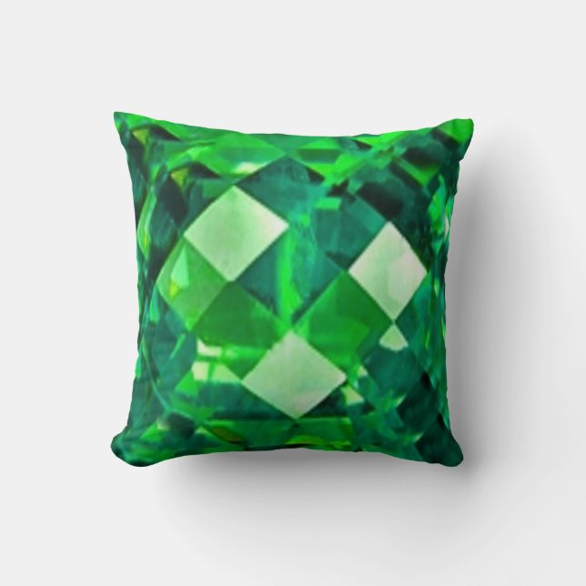 Grön smaragdBirthstone Gem Kudde (Framsida)