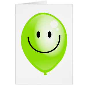 Grön Smilie ballong Hälsningskort