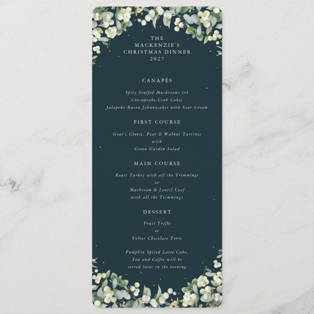 Grön Snöbär Jul Middag Flat 4 Rätter Meny (Framsida)