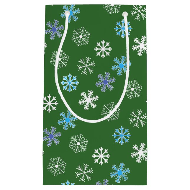 Grön snöflinga liten presentpåse (Framsidan)