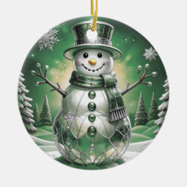 Grön snömannen snöflingor juldekoration