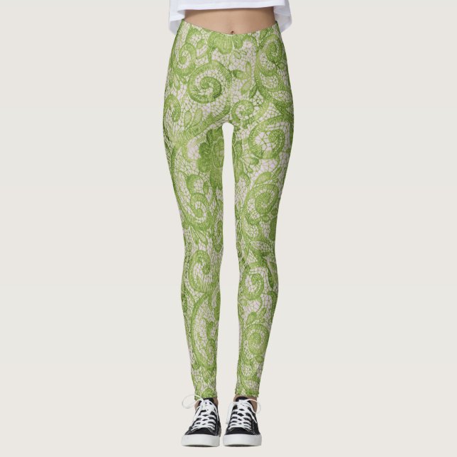 grön snöredamasker leggings (Framsida)