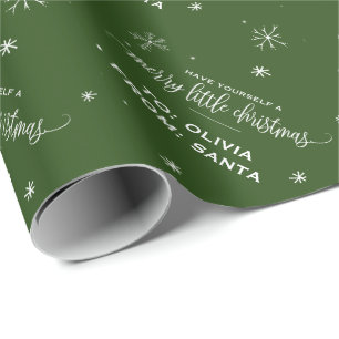 Grön Snowflake "glad lite jul ", Presentpapper