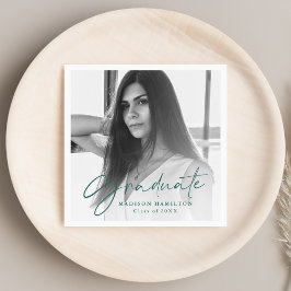 Grön | Snyggt Script Photo Studenten Pappersservett