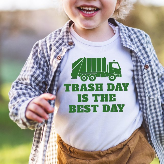 Grön soptrubbil skräp rolig pojke födelsedag t shirt (Skapare uppladdad)