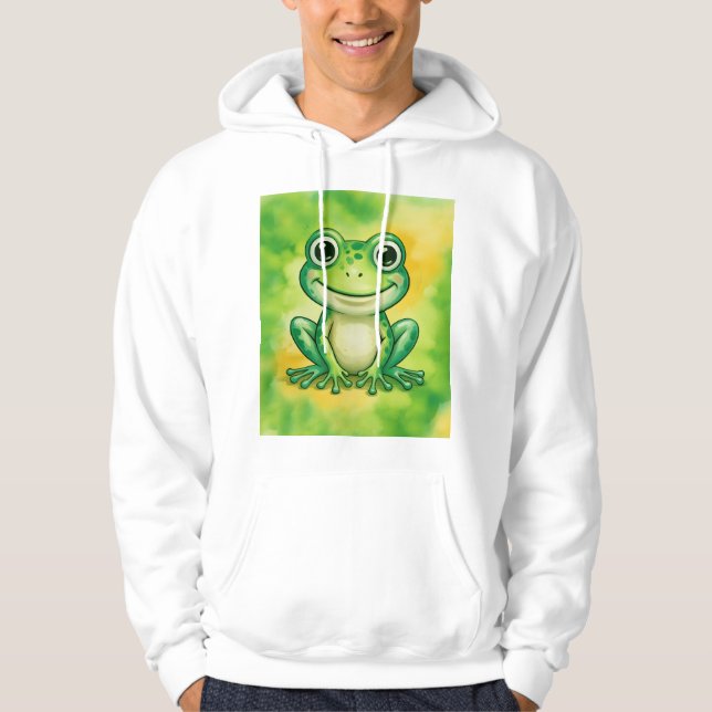 Grön söt groda hoodie (Framsida)
