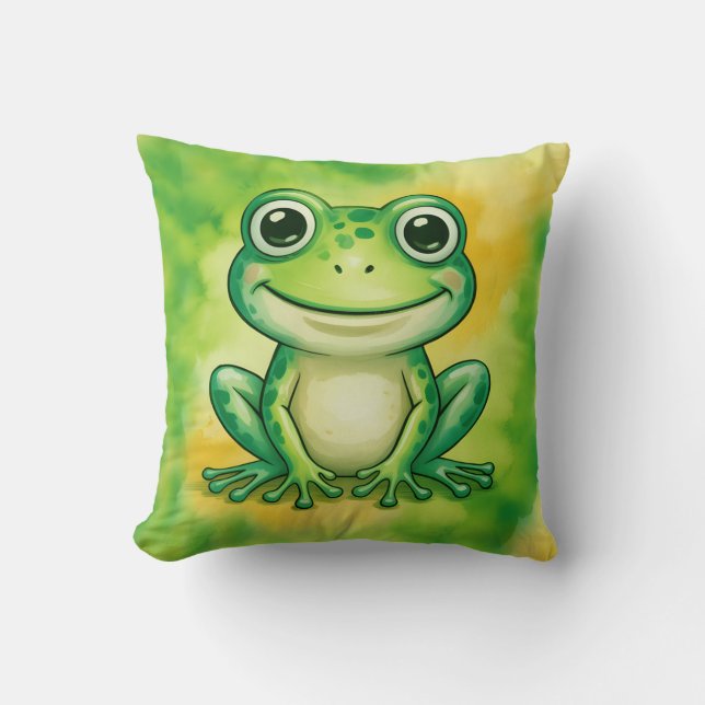 Grön söt groda kudde (Framsida)