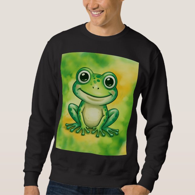 Grön söt groda lång ärmad tröja (Framsida)