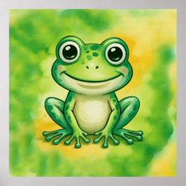 Grön söt groda poster