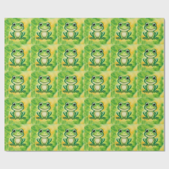 Grön söt groda presentpapper (Platt)