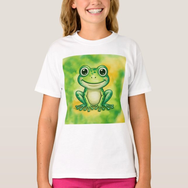 Grön söt groda t shirt (Framsida)