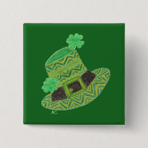 Grön sparretroll st patrick's day för hatt knapp