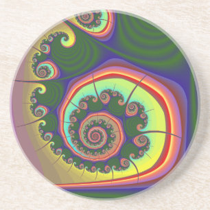 Grön spiral juvelFractal Underlägg Sandsten