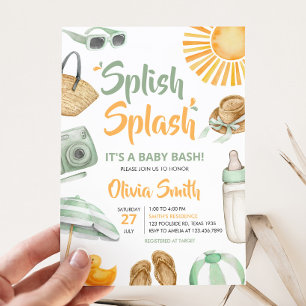Grön Splish Splash Baby Shower Inbjudningar