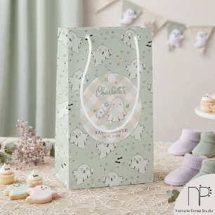 Grön spöklik presentpåse för baby shower