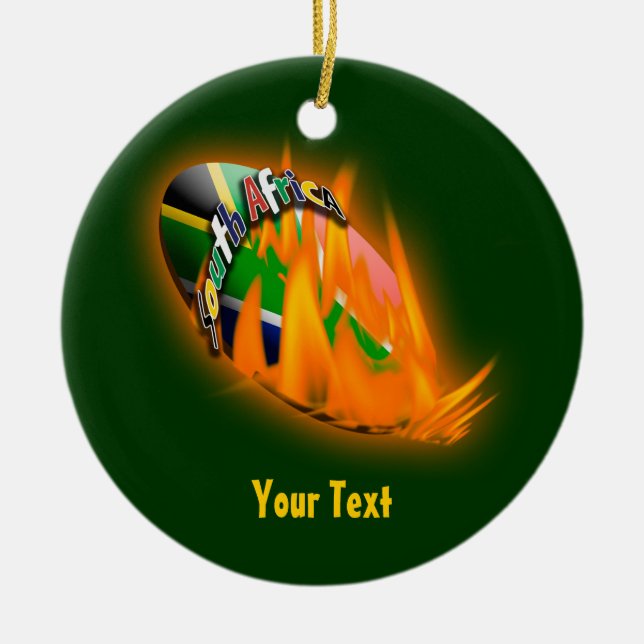 Grön Springbok & guld- patriotiska supportergåvor Julgransprydnad Keramik (Framsidan)