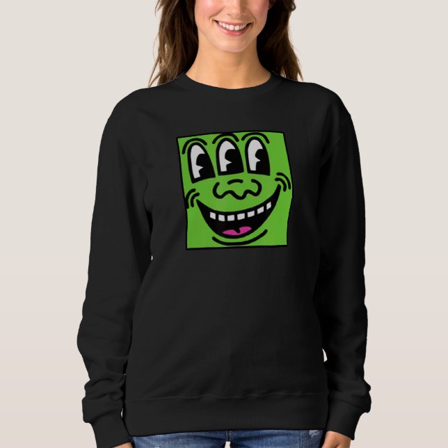 Grön Squad Tre Ögon Ansikte T Shirt (Framsida)