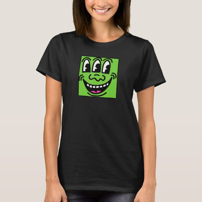 Grön Squad Tre Ögon Ansikte T Shirt (Framsida)