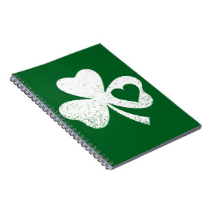 Grön St Patricks Day Irländska Pattys Hjärta Shamr Anteckningsbok