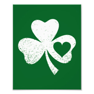 Grön St Patricks Day Irländska Pattys Hjärta Shamr Fototryck