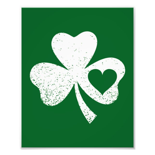 Grön St Patricks Day Irländska Pattys Hjärta Shamr Fototryck (Framsidan)