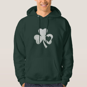 Grön St Patricks Day Irländska Pattys Hjärta Shamr Hoodie